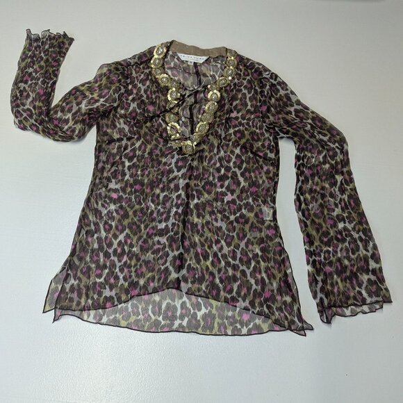 Trina Turk LA Size Small Sheer 100% Silk Top - Picture 8 of 12